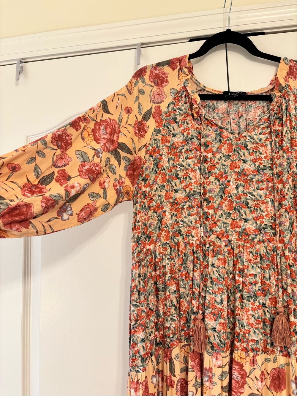 GiGiO Pink Floral Midi Dress with Rose Print - Picture 3 of 4